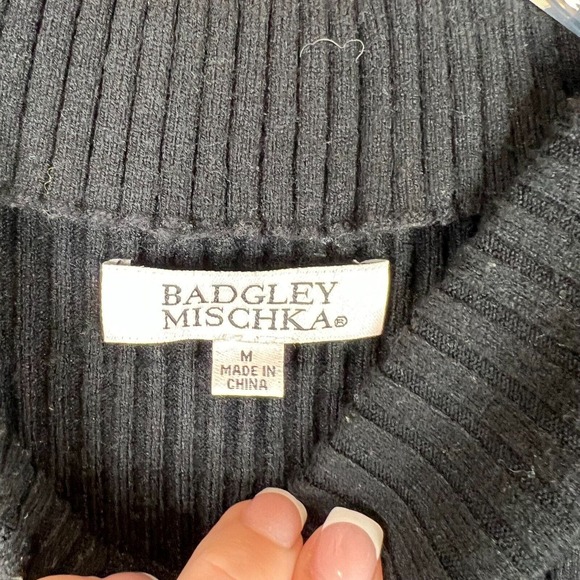 Badgley Mischka Women Bodycon Sweater Midi Dress Sleeveless Black Size M‎ - Picture 5 of 9